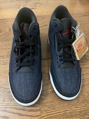 NWT Jordan 3 x Levi Denim Low-Top Sneakers in Navy and Black with Red Jumpman